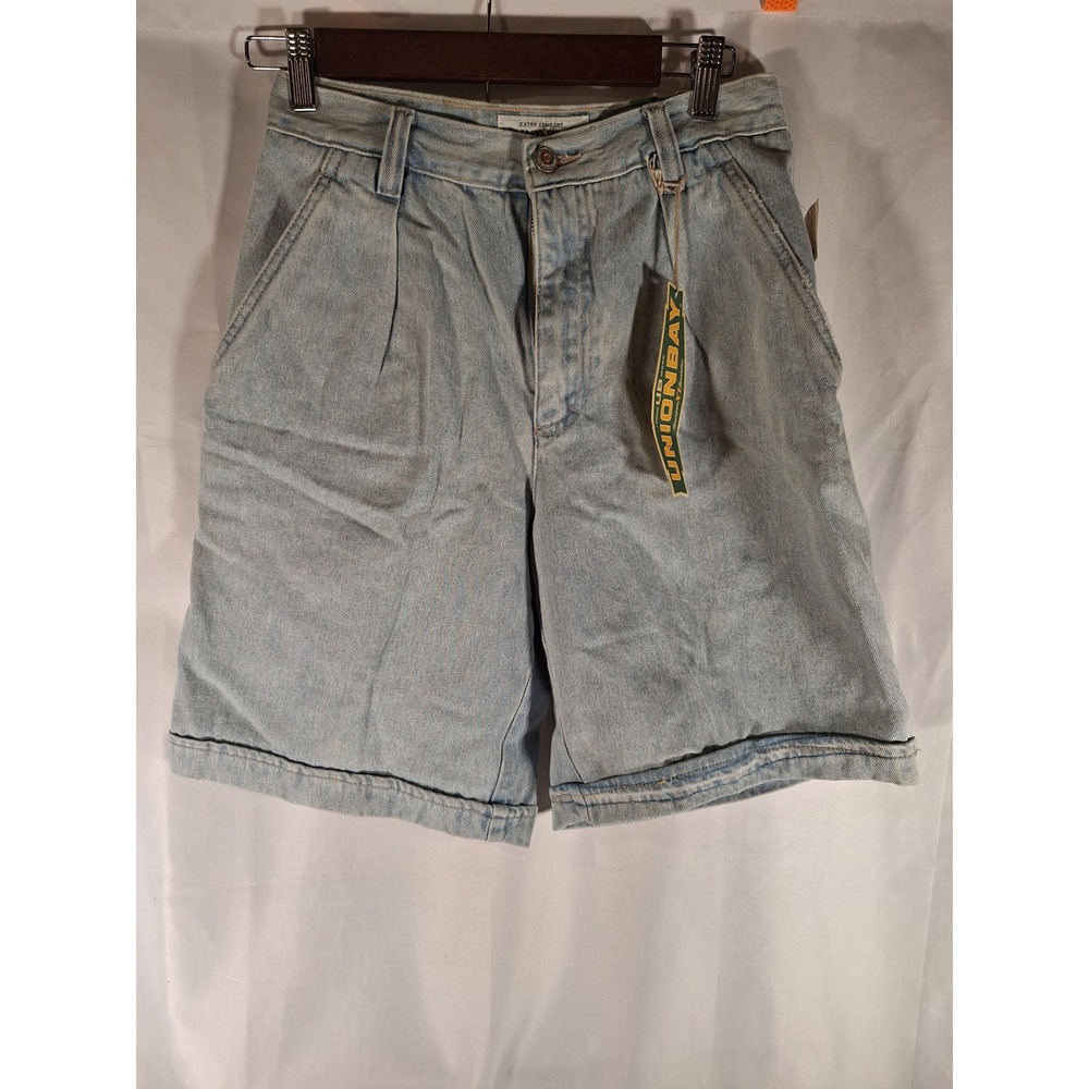 Vintage 90s Unionbay Pleated Denim Shorts Stone Bleach Blue Sz 28 NWT 21Y872-73